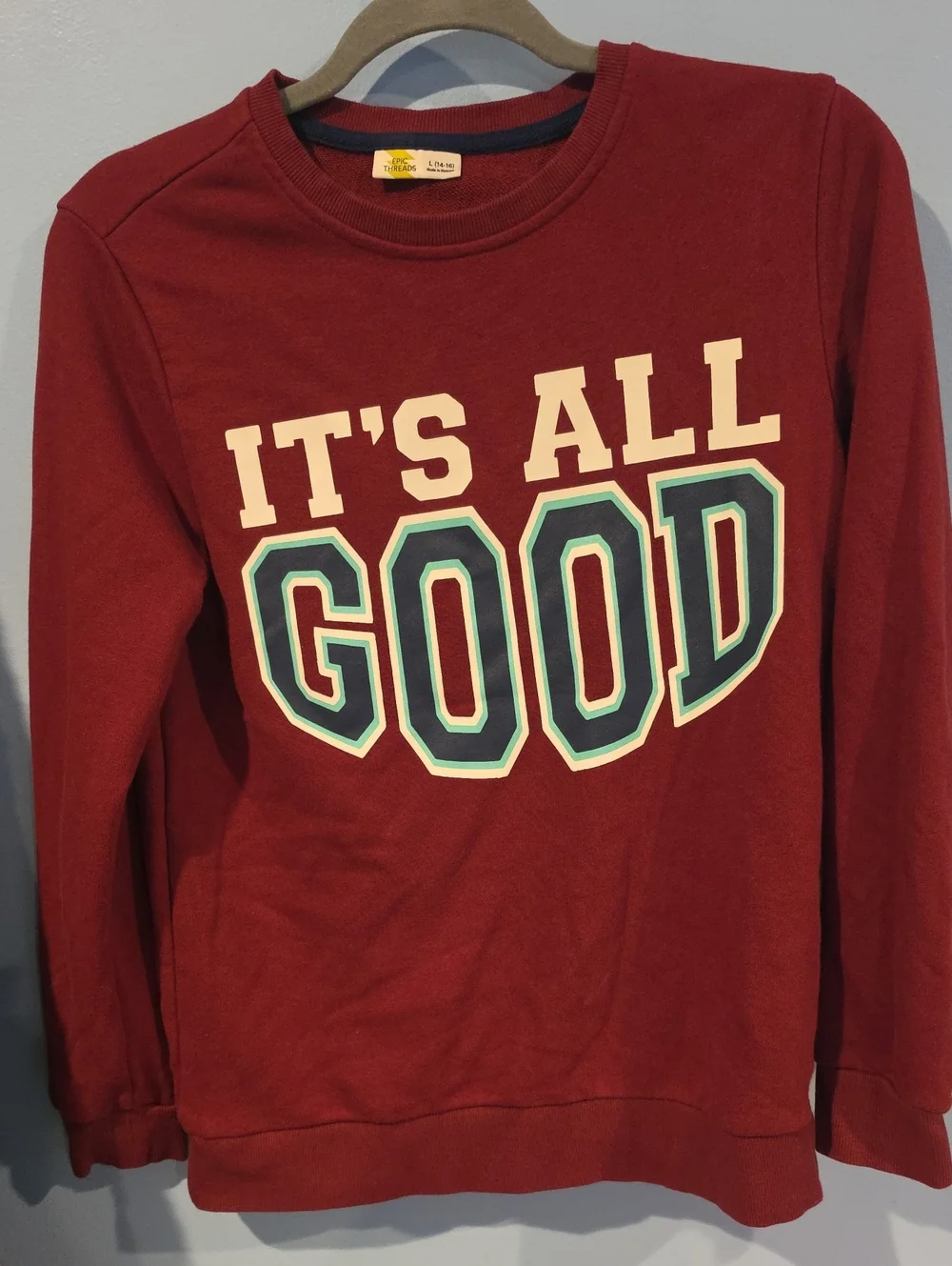 Epic Threads Deep Red Graphic Crewneck Sweatshirt Size 14/16